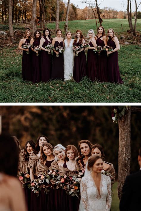 Feeling All The Fall Feels With These Deep Burgandy Bridesmaids Dresses