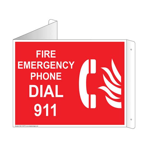 Fire Emergency Phone Dial 911 Sign Nhe 13837tri Emergency Contact 911