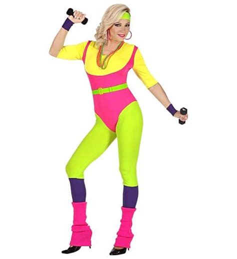 Neon 80s Aerobics Instructor Costume For Women Aerobic Outfits 80s