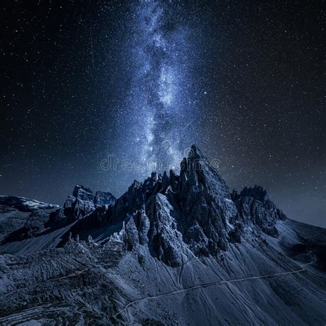 Milky Way Over Monte Paterno Dolomites In Italy Stock Photo Image Of