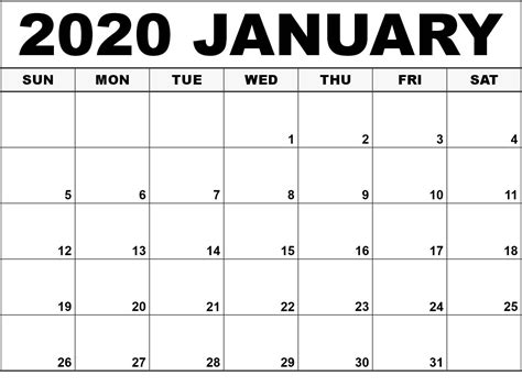 January 2020 Printable Calendar Printable Word Searches