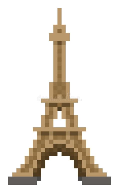 Pixel 8 Bit Eiffel Tower Vector Isolated Stock Vector Illustration