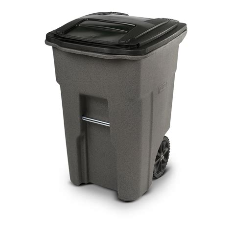 Toter Trash Can With Wheels And Lid Graystone 48 Gallon