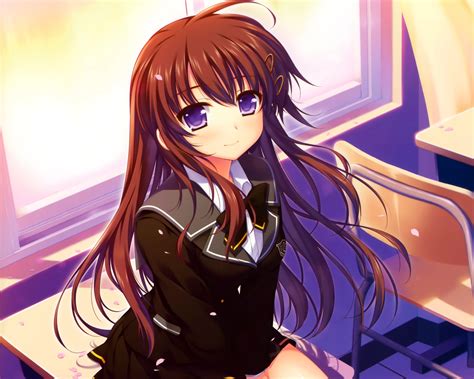 No account needed, updated constantly! alpha brown hair cropped long hair original petals purple eyes scan seifuku | konachan.com ...