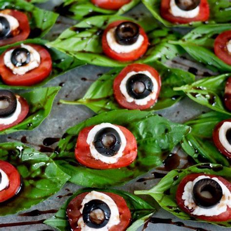 A Halloween Twist On A Favorite Snack Eyeball Caprese Salad Caprese Salad Caprese Milk