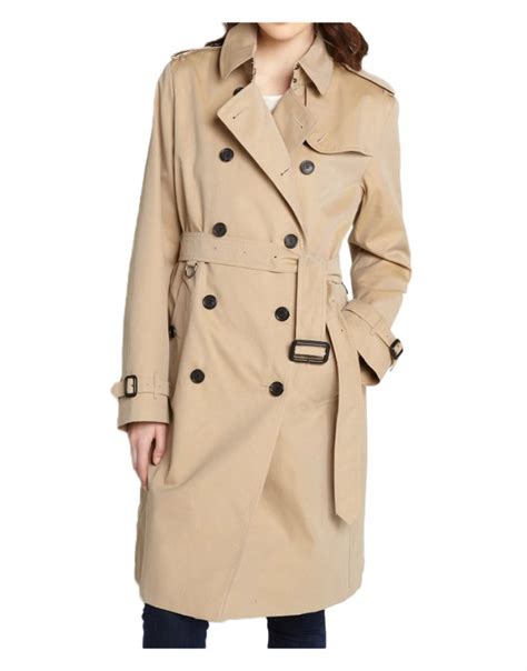 Dark Honey Cotton Womens Double Breasted Trench Coat