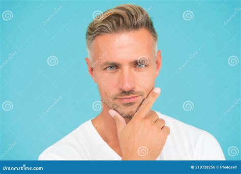 Handsome Mature Man With Groomed Hair Having Bristle On Face Skin Care