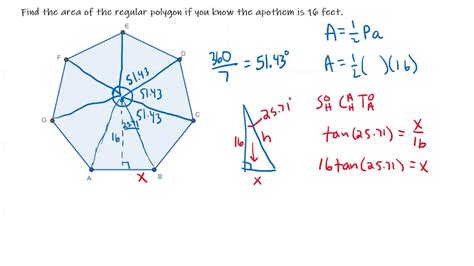 A = 3 * √3/2 * a² = (√3/2 * a) * (6 * a) /2 = apothem * perimeter /2. Area of a Regular Polygon Given the Apothem - YouTube