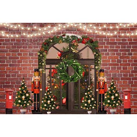 Hot Sale Fox Affordable Christmas Doors Lights Vinylfabric Backdrops