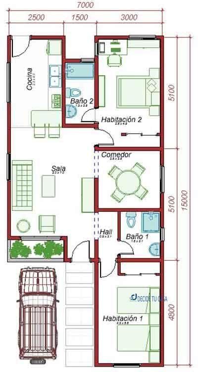Planos De Casas Con Medidas Exactas Small House Floor Plans House Plans House Plan Gallery