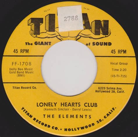 The Elements Lonely Hearts Club Bad Man 1960 Vinyl Discogs