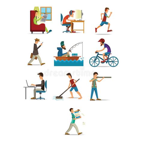 Collection Of Men Doing Stretching Vector Illustration Decorative