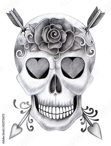 Skull Tattoo Art Design Skull Head Smiley Face For Tattoo Hand Pencil