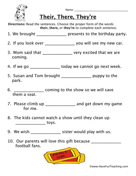 Free Printable There Their And They Re Worksheet
