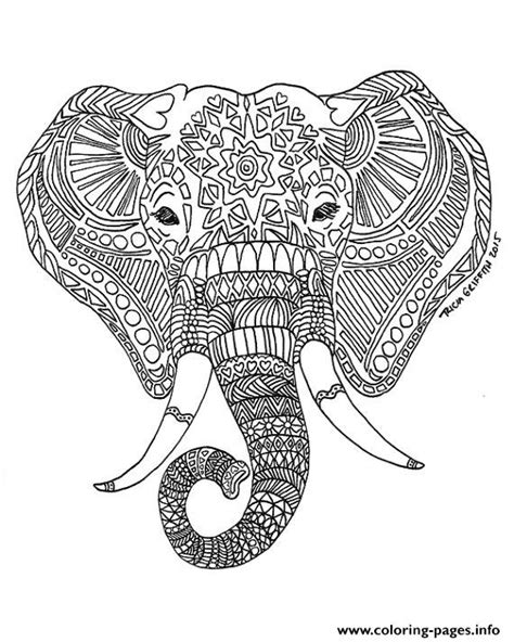 Best Adult Printable Elephant Difficult Hard Zen Coloring Page Printable