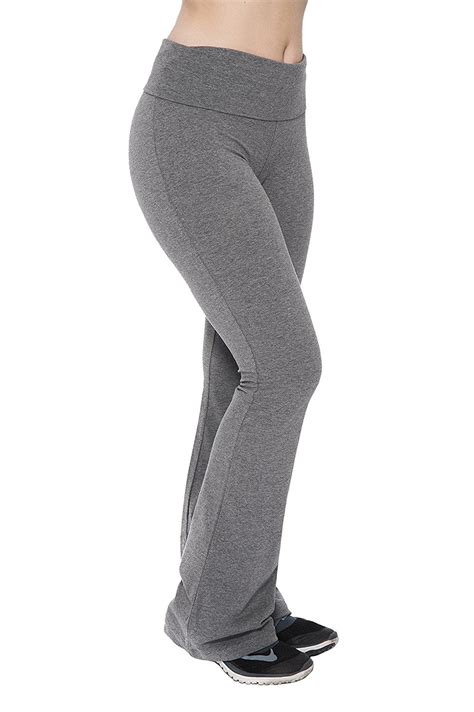 Thelovely Womens Fold Over Waistband Flared Boot Leg Yoga Workout