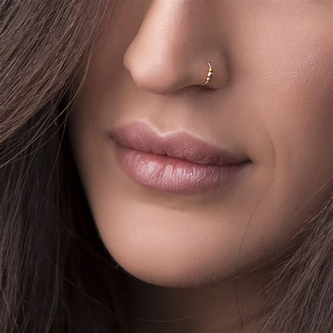 Thin Gold Nose Ring Gauge K Gold Filled Nose Piercing Hoop
