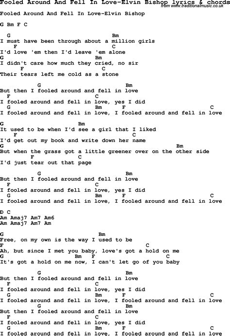 Love Song Lyrics For Fooled Around And Fell In Love Elvin Bishop With