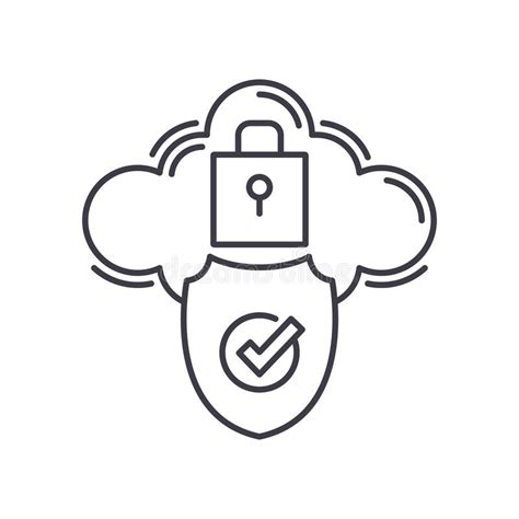 Cloud Security Protection Icon Linear Isolated Illustration Thin Line