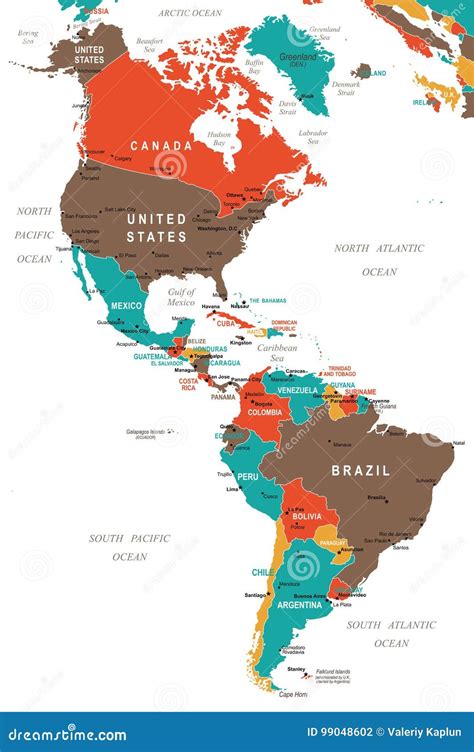 North And South America Map Vector Illustration Stock Illustration