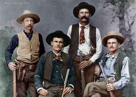 pioneers of yesteryear four texas rangers from the 1800 s colorized photo print 12x18 or mouse