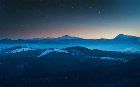Download Wallpaper 3840x2400 Mountains Aerial View Starry Sky Night