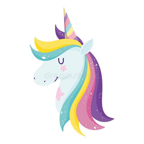 Unicorn Mystery Rainbow Horn Fantasy Cartoon Isolated Icon Design White
