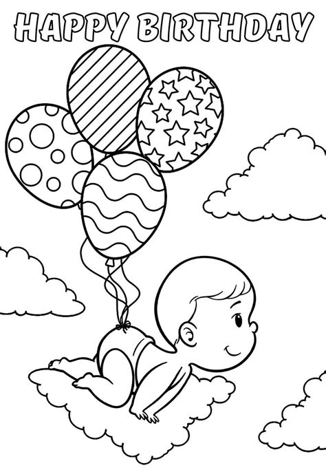 Beautiful Coloring Pages For A 1st Birthday Celebration Cards Also