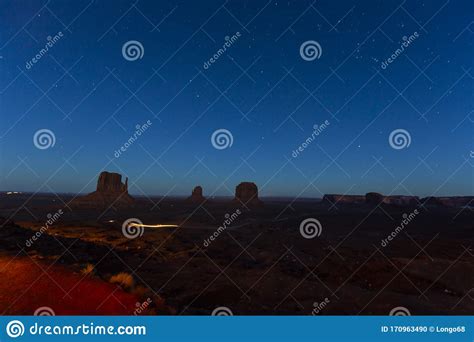 Night Scene Of Rock Formation In The Monument Valley National Park With