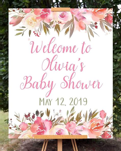 Floral Baby Shower Welcome Sign Baby Shower Flowers Baby Shower