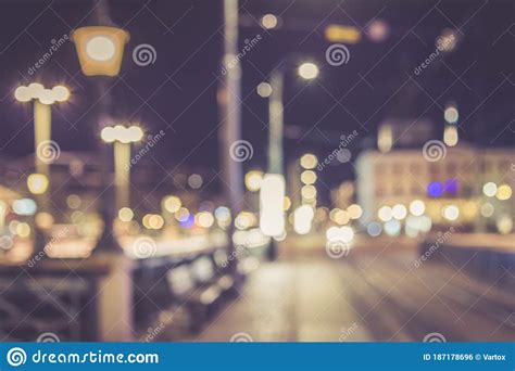Abstract Defocused And Blurred City Nightlife With Bokeh For Background