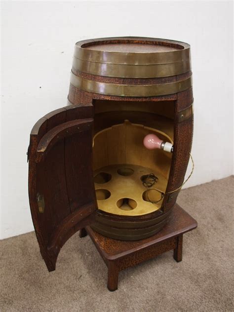 Recycled solid oak wooden whisky barrel wine rack furniture drink table keg cask. Antique Brass Bound Oak Barrel Drinks Cabinet | ANTIQUES ...