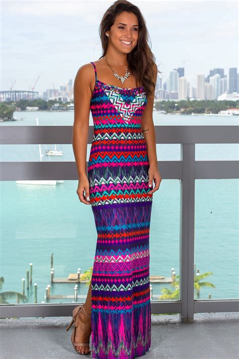 Purple Printed Aztec Maxi Dress Maxi Dresses Saved By The Dress