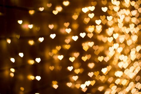Blurring Lights Bokeh Background Of Hearts Stock Photo Download Image