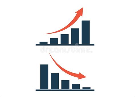 Column Growth And Decrease Charts With Arrows Isolated Icon Stock