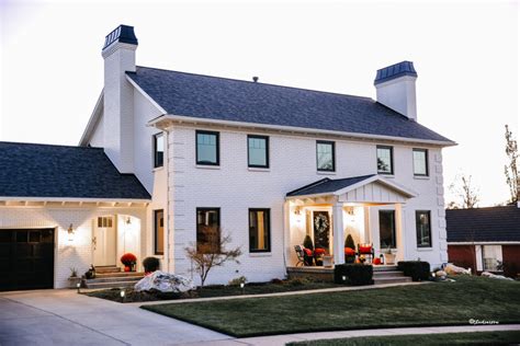 Home exterior progress the blissful bee. White Painted Brick House: Before and After - The Idea Room