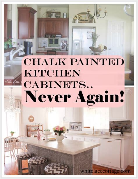 Your personality will really shine through with the paint colors you choose for your kitchen cabinets. Chalk Painted Kitchen Cabinets Never Again! - White Lace Cottage