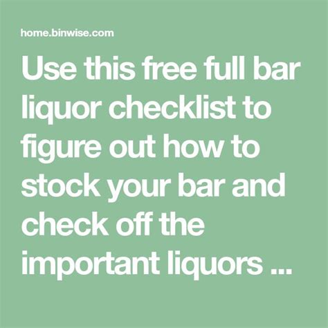 use this free full bar liquor checklist to figure out how to stock your bar and check off the