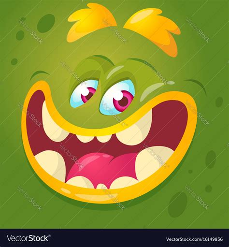 Cartoon Funny Monster Face Royalty Free Vector Image