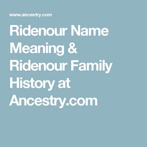 During the parliament session on jun. Ridenour Name Meaning & Ridenour Family History at ...