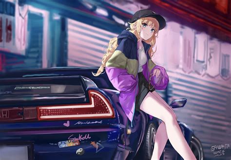 Anime Girl With Car Wallpapers Top Free Anime Girl With Car