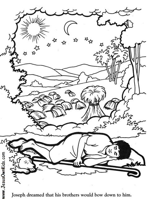 These free printable coloring pages are a great way for children to learn the skills of colors and source: 1v. Genesis Josephs Dream www.JesusOwnKids.com | www ...