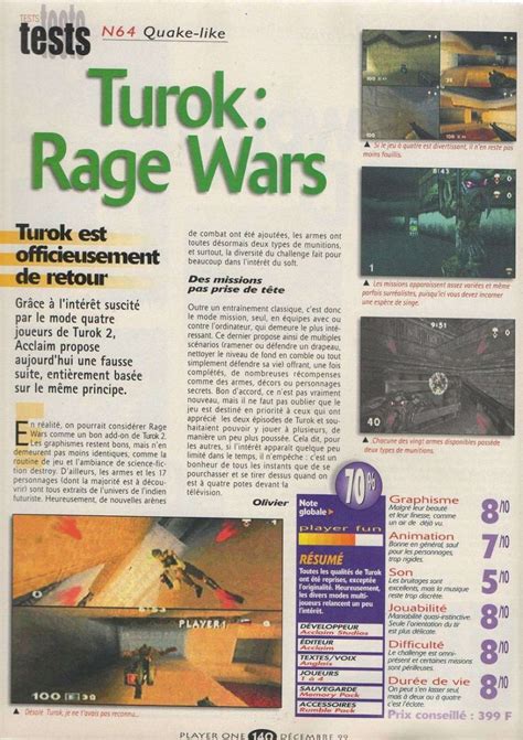 Scan Of The Review Of Turok Rage Wars Published In The Magazine Player