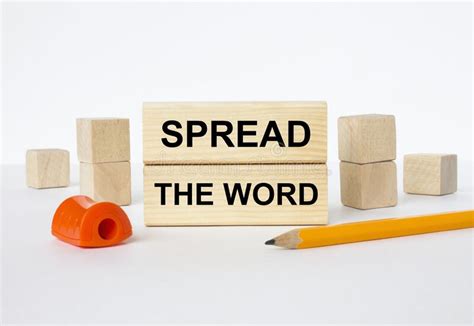 Wooden Blocks With Text Spread The Word With Sharpener And Pencil Stock