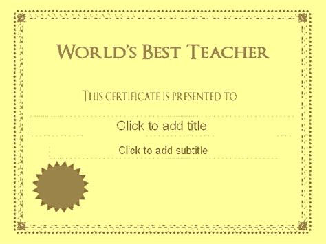 Worlds Best Teacher Award Certificate Free Certificate Templates In