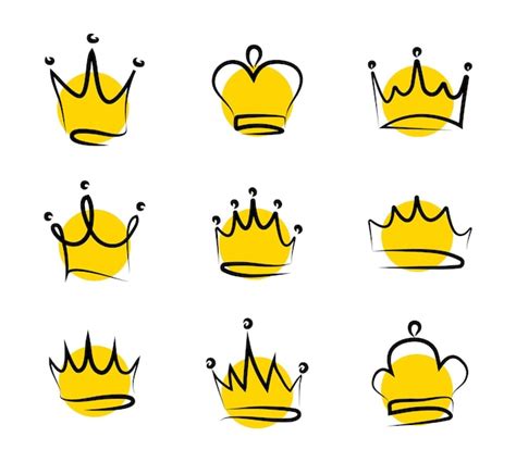 Premium Vector Hand Drawn Doodle Crowns Collection Of Sketch Crown