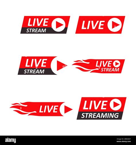 Live Stream Signs Set Emblem Logo Vector Illustration Stock Vector