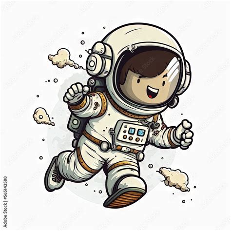 a cartoon astronaut is flying through the air with his arms out and his hand out to the side of