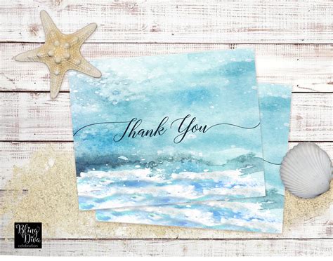 Ocean Thank You Card Printable Etsy