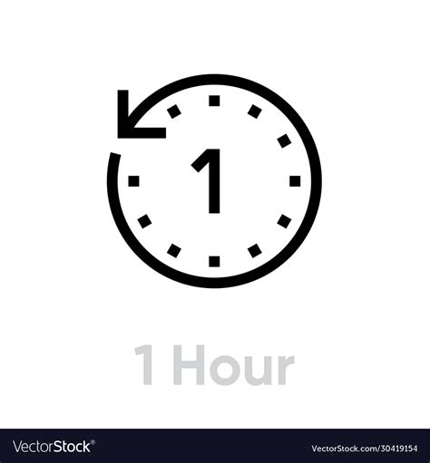 1 Hour Icon Editable Outline Royalty Free Vector Image